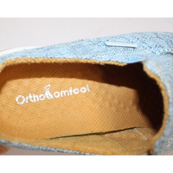 Ortho Comfoot Women's Slip On Mules Lt. Blue Tweed Casual Shoes Size 37 US 7 - Picture 10 of 11